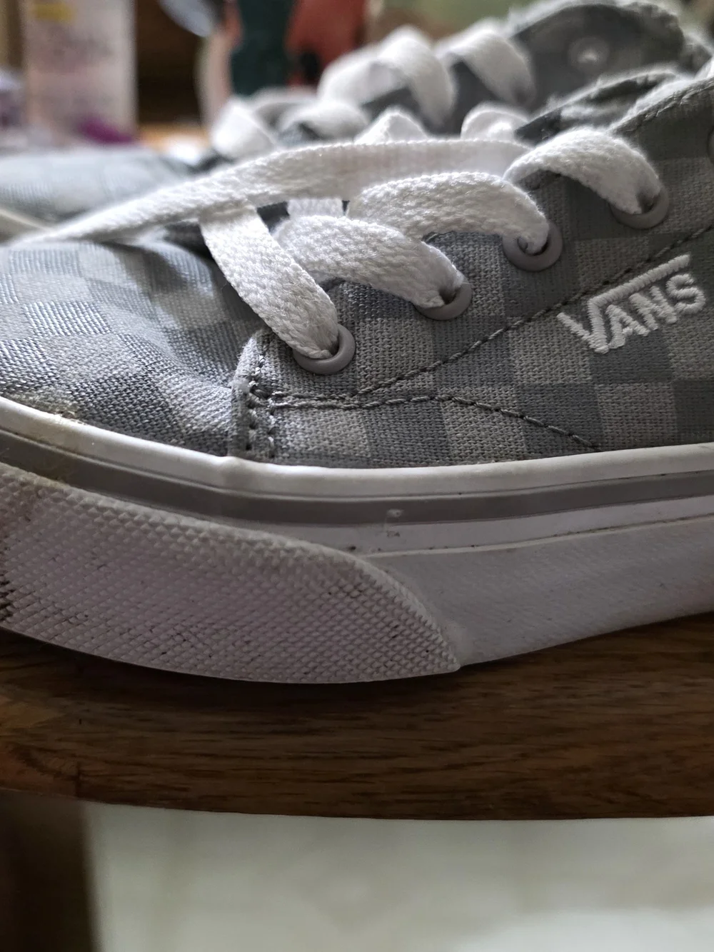 Vans Kids Checkerboard Lace-Up Sneakers - Gray/White
